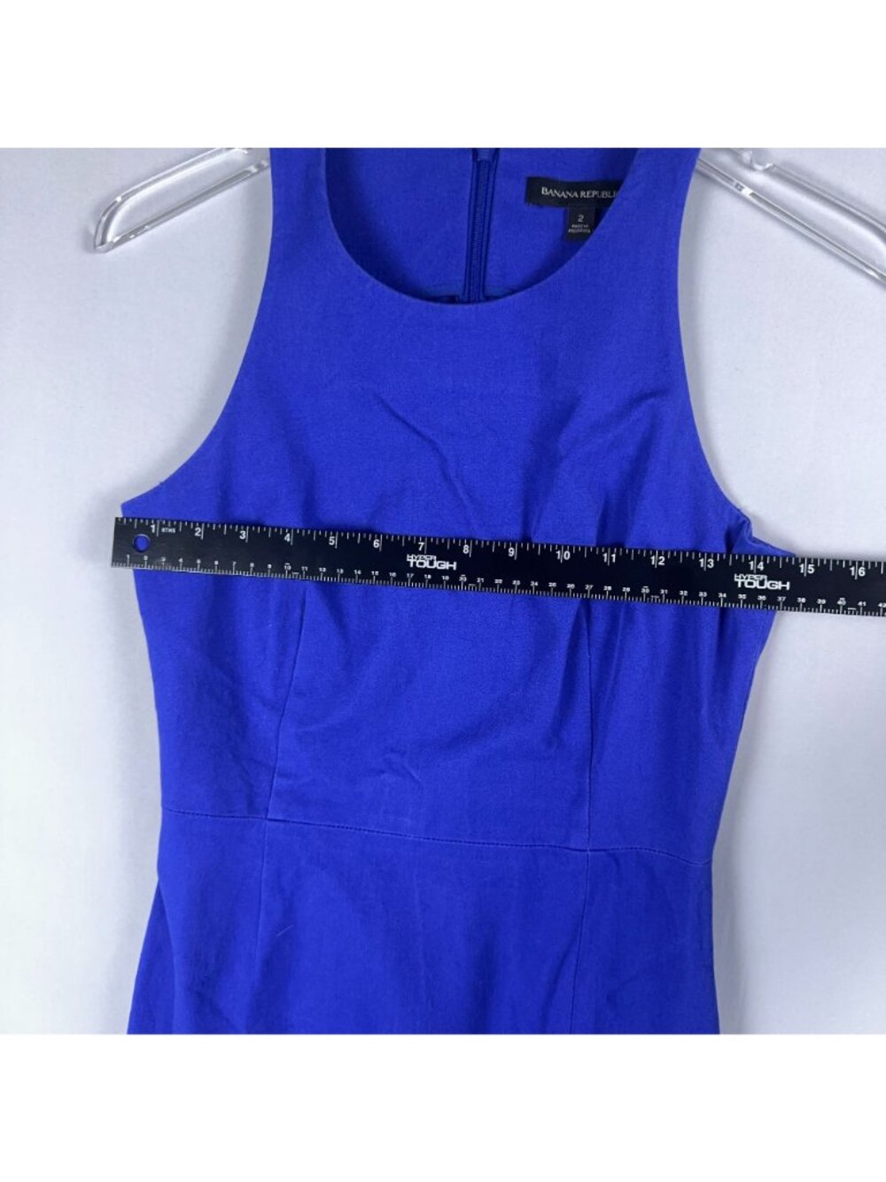 Banana Republic Dress Size 2 Sheath Side Slit Cobalt Blue Sleeveless Back Zipper - Picture 9 of 10